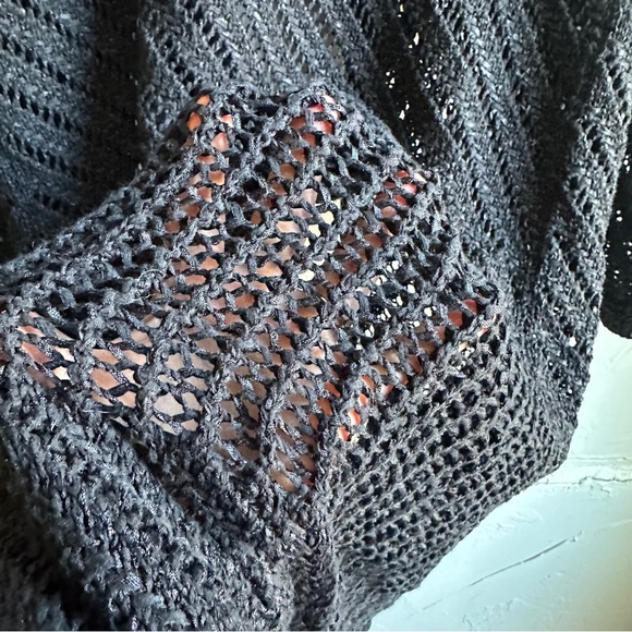 Black Open Knit Duster Cardigan Goth Whimsigoth Boho Dark Romantic Grunge Y2K S - Picture 9 of 13